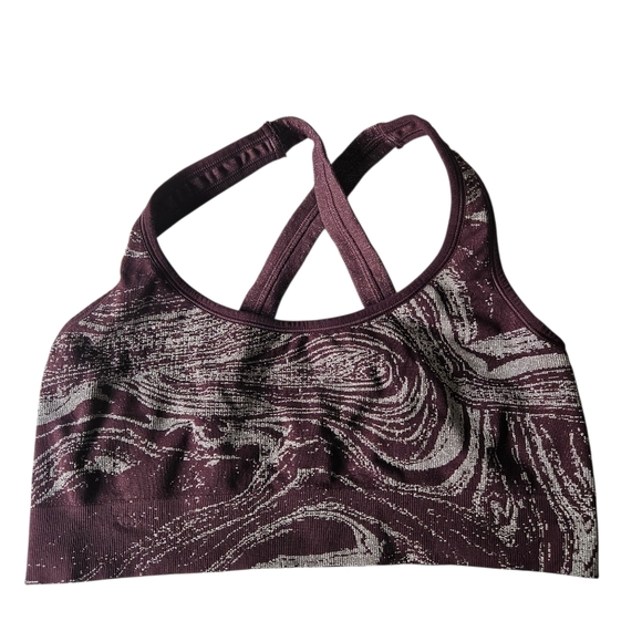 Athleta Aurora Shine Cross Back Sports Bra in Spiced Cabernet Size Large - Picture 1 of 6